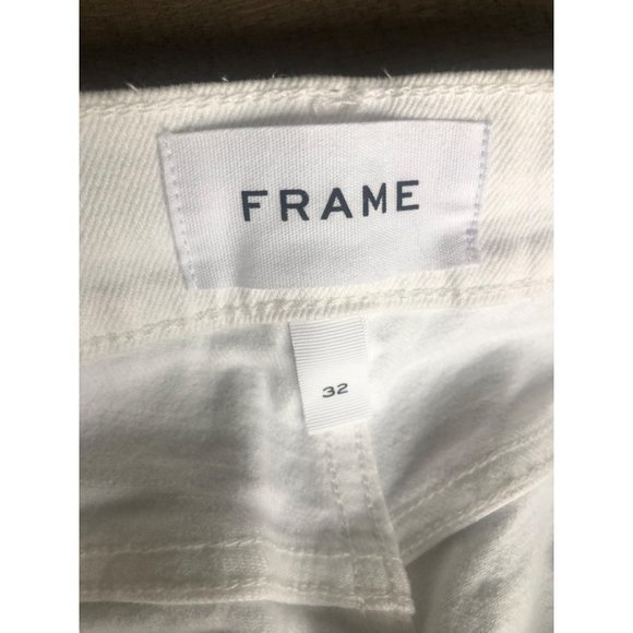 NWOT FRAME Women's White Le HIGH STRAIGHT Distressed High-rise Jeans Size 32 - Picture 7 of 8